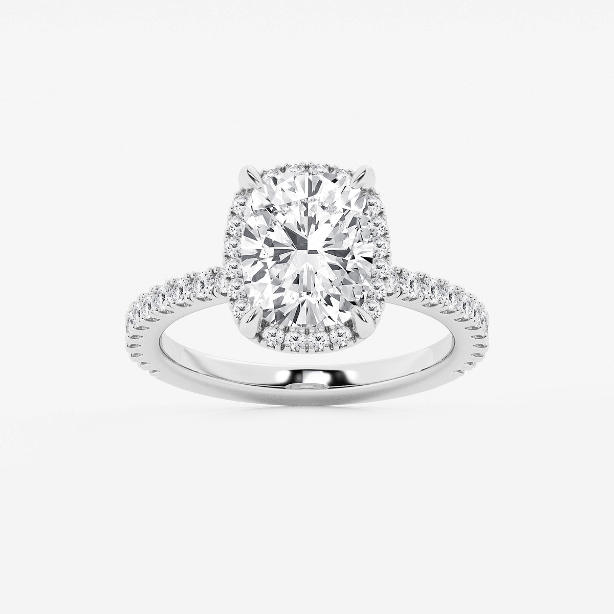 3 2/5 ctw Elongated Cushion Lab Grown Diamond Halo Engagement Ring
